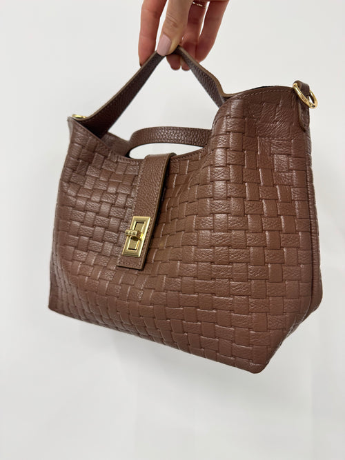 Torebka skórzana Chocolate Weave