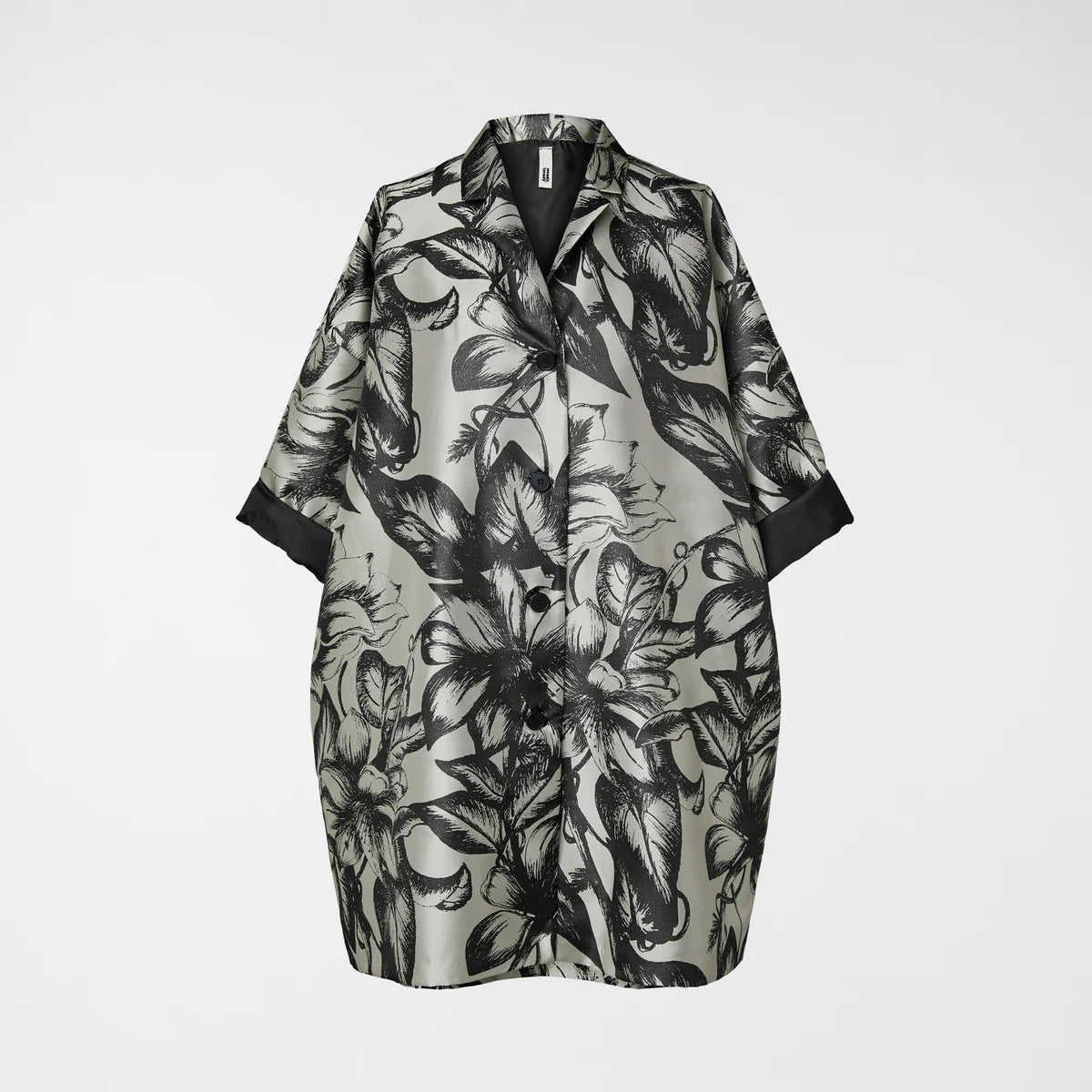 PERŁOWA KURTKA KIMONO Z KWIATAMI WENDY TRENDY