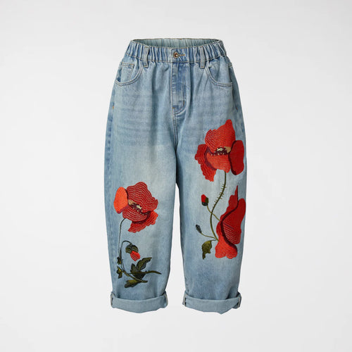 BAGGY JEANS Wendy Trendy z haftem w maki