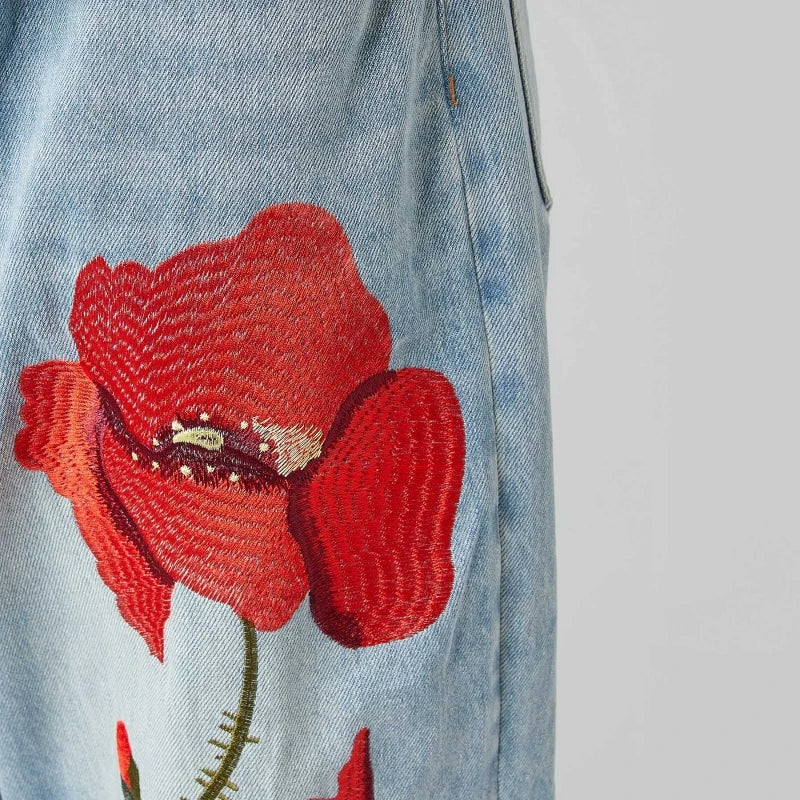 BAGGY JEANS Wendy Trendy z haftem w maki